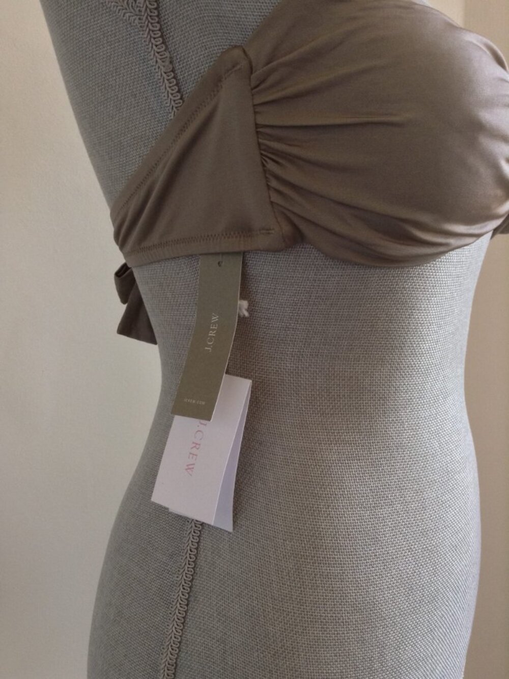 J.Crew Taupe Tan Halter Bikini Top Center O-Ring Medium M NWT Quiet Luxury Italy - Picture 12 of 14